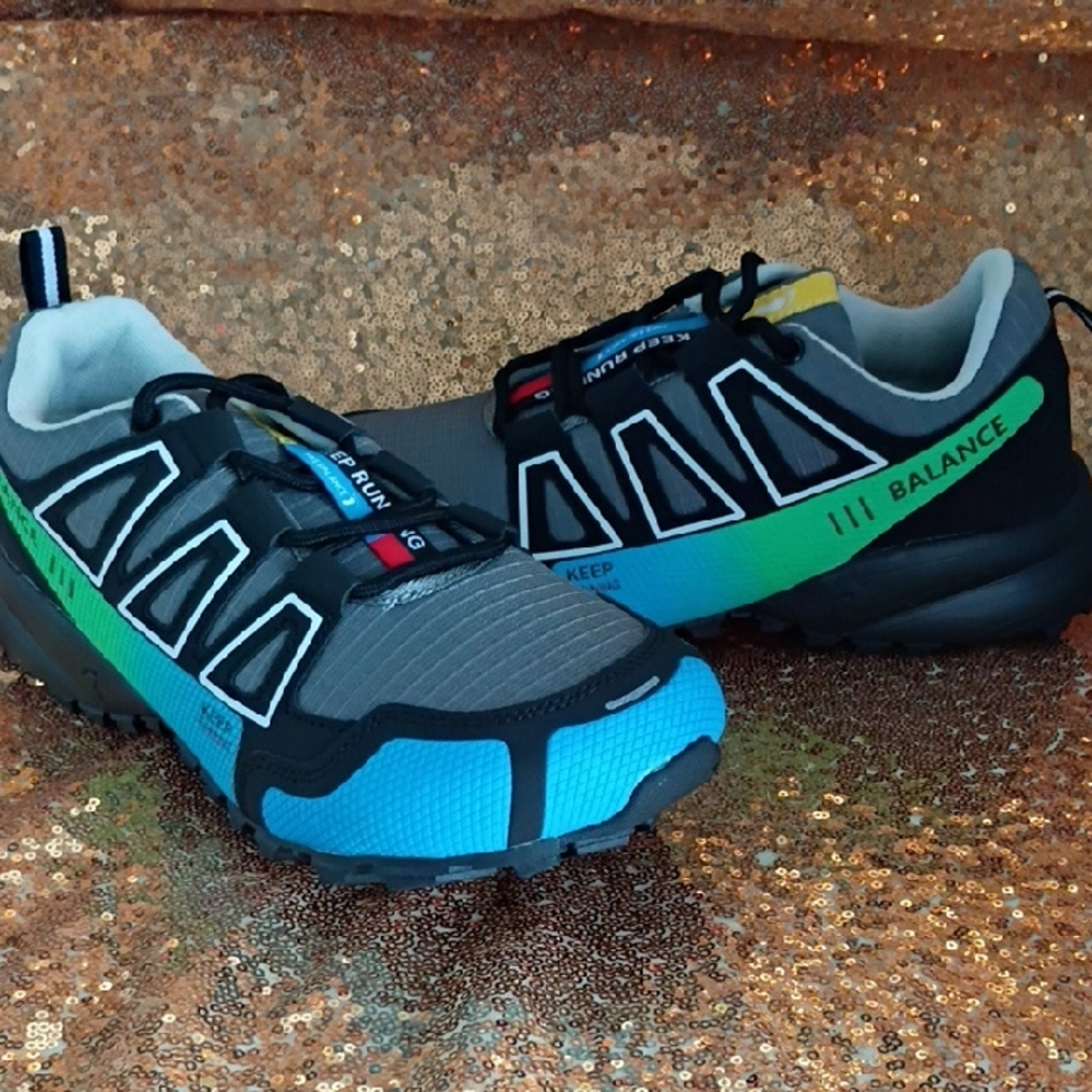 Gradient Blue-Green Running/Hiking Athletic Sneakers Men's 6.5/Women's 8